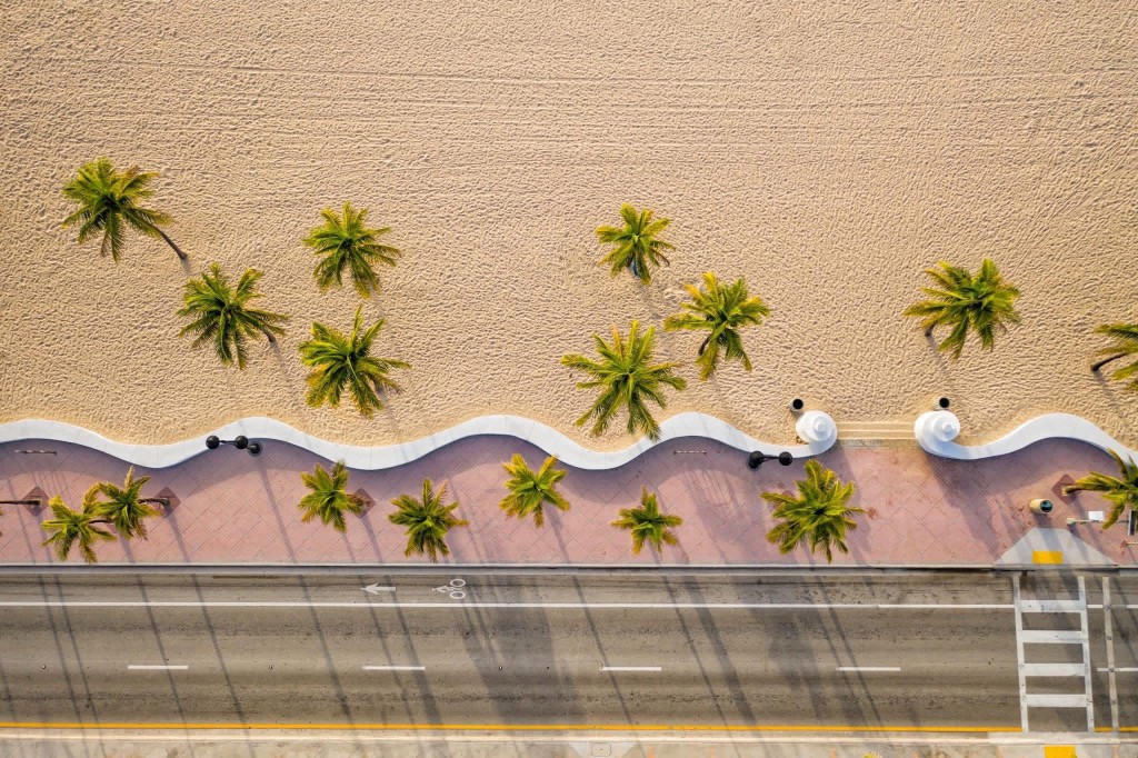 Aerial view of the South Florida beachfront